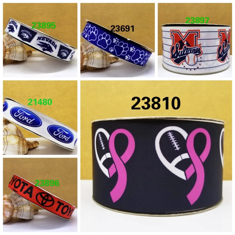

Free shipping 50 yard per size sport ribbon printed grosgrain ribbon 23987