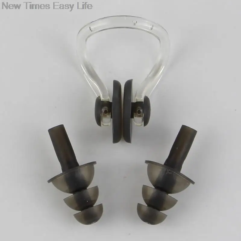 Soft Silicone Waterproof Swimming Diving Surf Water Sports Protection Earplugs Nose Clip with Case Bag Swim Pool Gear Accessory