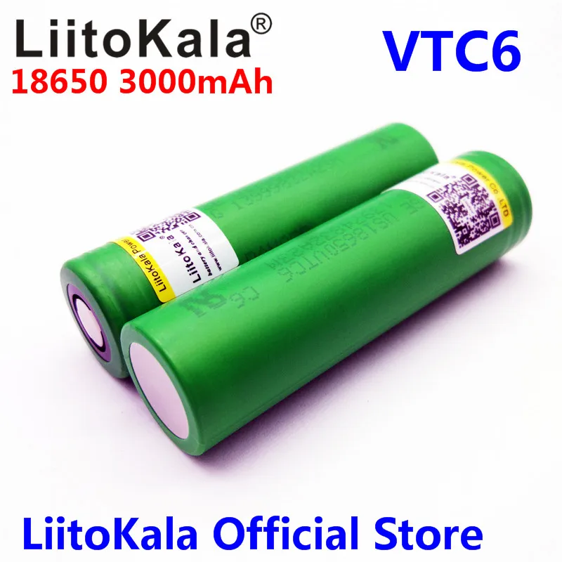 Liitokala VTC6 3.7V 3000mAh rechargeable 18650 li-ion battery for Sony US18650VTC6 30A electronic cigarette toys flashligh tools