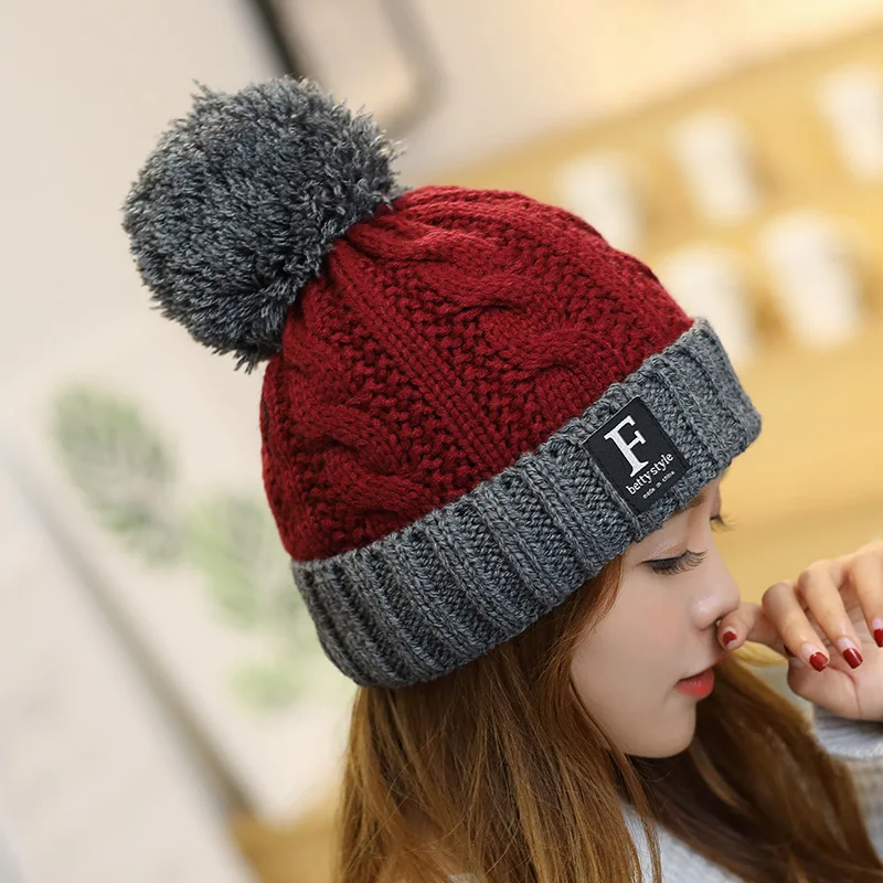 Buy 2018 New Pom Poms Winter Hats For Women Fashion