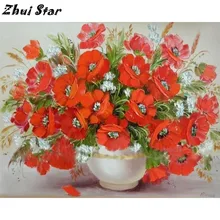 Полный квадратный алмаз 5D DIY алмазная живопись на заказ красные цветы 3D вышивка крестиком Мозаика домашний декор FC1461