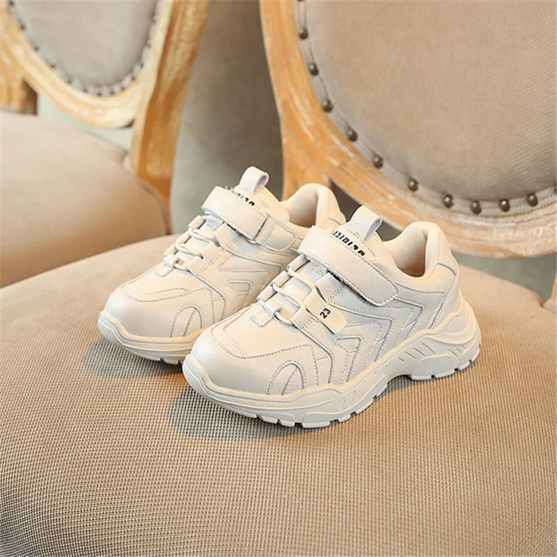 1 пара белых модных кроссовок для мальчиков, обувь из натуральной кожи, детская спортивная обувь, дышащая детская обувь