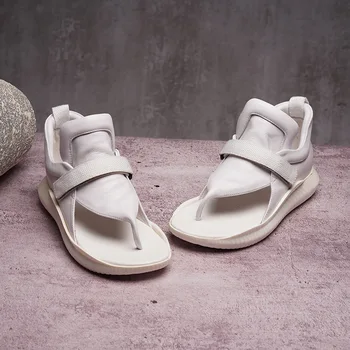 

Original 2019 spring and summer new genuine leather flat sandals women's sports simple sandals white shoes women