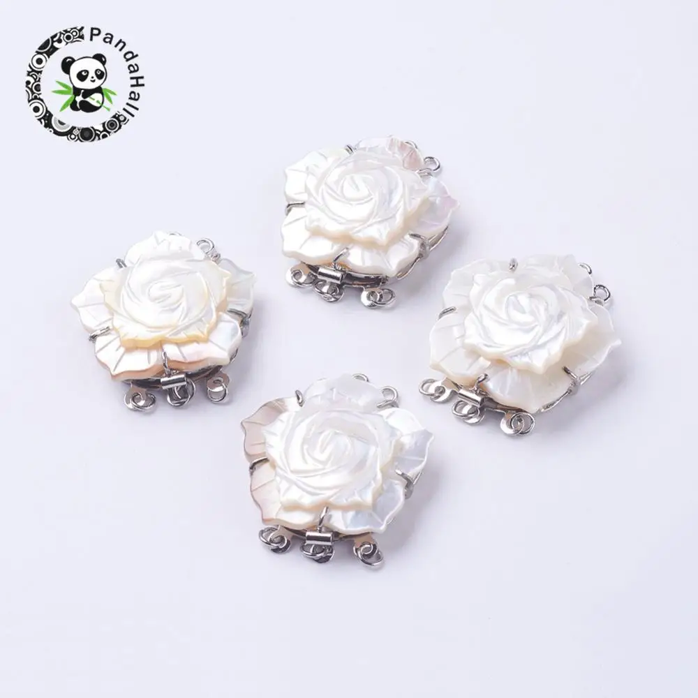 black shell box clasps, multi strand clasps, with brass findings, Metal