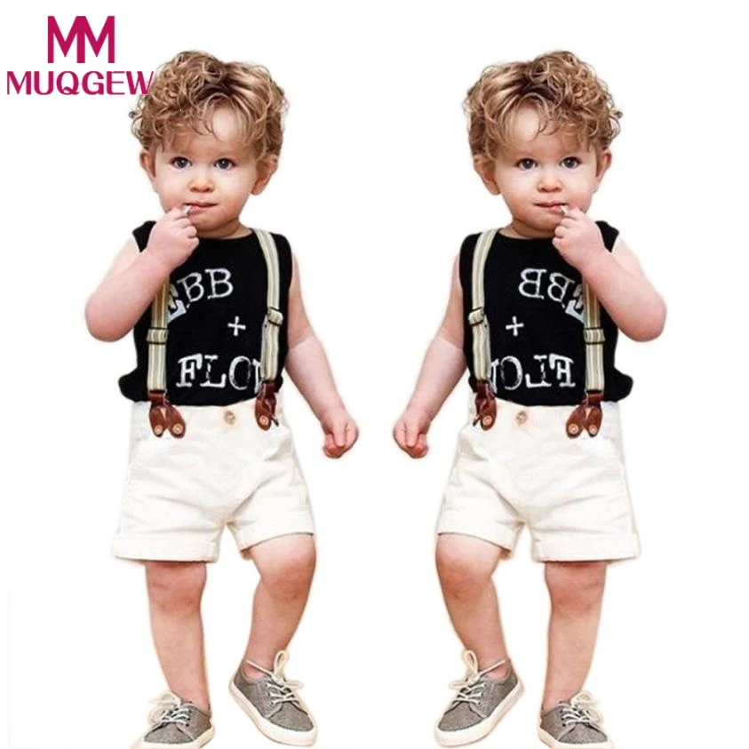 

Summer Children Clothing Infant Baby Boy Gentleman Shirt Tops+ Suspender Pants Shorts Kids Clothes Outfit 2018 Drop shipping