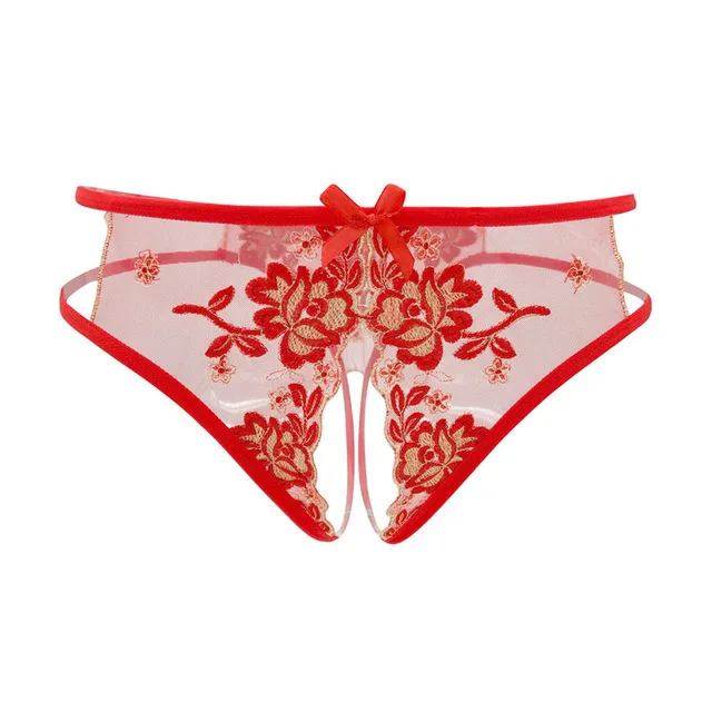 Women Sexy Lingerie hot erotic sexy open crotch panties Porn transparent Lace underwear crotchless underpants briefs for woman - Цвет: Red