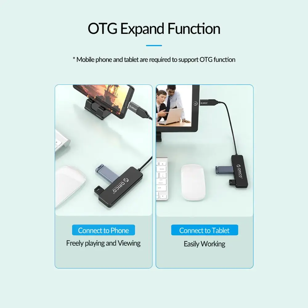 ORICO USB2.0 HUB Multi 4 Port High Speed USB Splitter Mini Portable OTG Adapter For Windows Mac OS Android Laptop Accessories