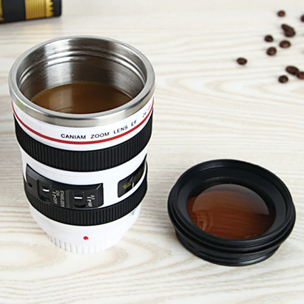 Кружка из нержавеющей стали в форме объектива с крышкой 400 мл|mug with lid|travel mugmug |