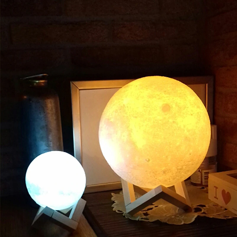  Dropship 3D Print Moon Lamp 20cm 18cm 15cm Colorful Change Touch USB Led Night Light Home Decor Cre - 32926140883