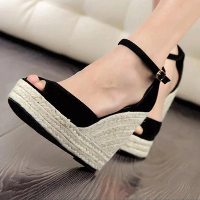 Women's Wedges Sandals Straw Wedge Heel Gladiator Sandals Size 32-44 for Women Buckle Strap Lady Platform Shoes women high heels platform high heels sandals platform sandals