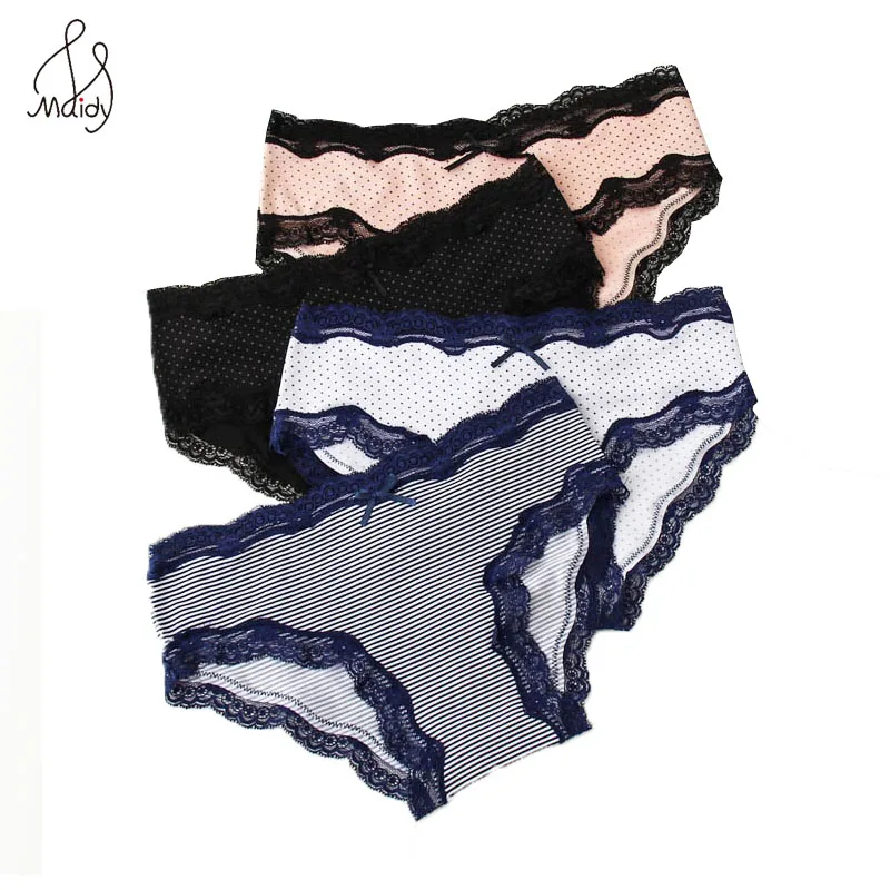 

Maidy 3Pcs/Pack Women Panty Breathable Seamless Lace Pants Dot Low-Rise Briefs Underwear Female Floral Lingerie Plus Size S-XL