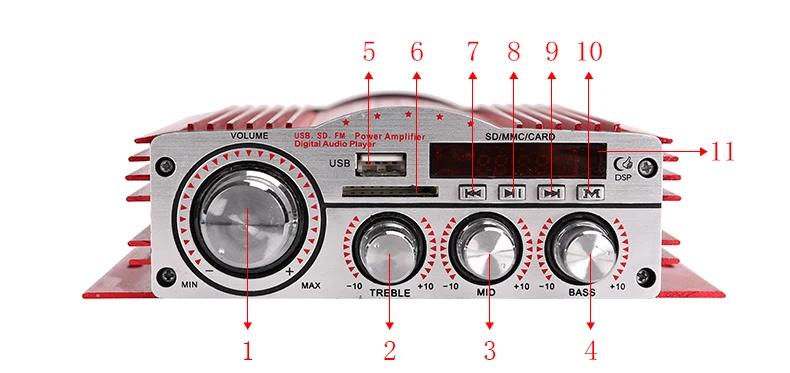 Kinter MA-900 Mini Audio Amplifier in home 4channel DC12V car stereo sound AMP with USB SD CD,DVD,MP3 Function