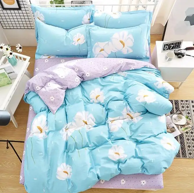 

Combed Cotton Four-piece Linen Quilt Cover Bedding set Fresh Literary Wind