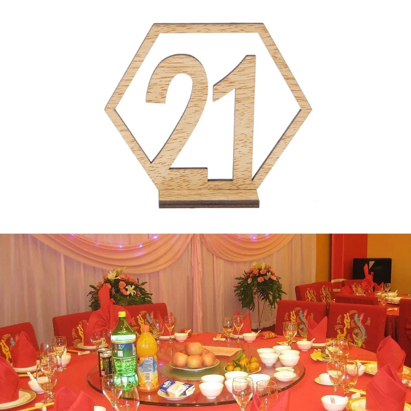 20 штук 21-40 шестигранный стол Количество Свадебный деревянный знак стоять Приём Centerpiece-M14