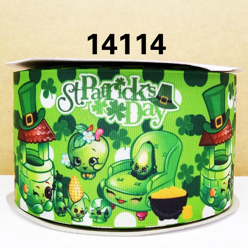50 ярдов в Размер St. лента Патрика напечатанная лента grosgrain 14114