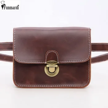 

FUNMARDI Luxury Trendy Waist Packs For Women Vintage PU Leather Waist Bag New Simple Casual Bag High Quality Fanny Pack WLAM0069