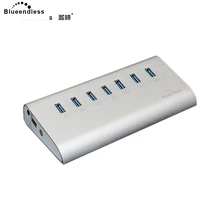 Blueendless внешний 12 в 2a ac приведенный в действие usb-хаб алюминиевый Активный usb 3,0 концентратора PCI express кард-ридер комбо H701U3