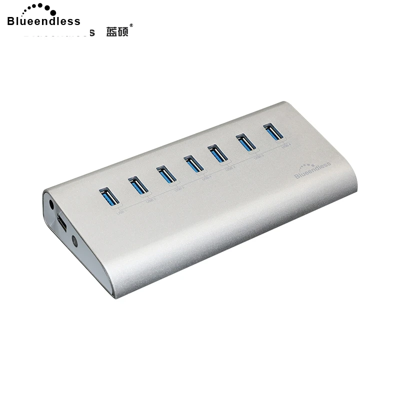 Blueendless внешний 12V 2A от сети переменного тока usb хаб Алюминий Активный Usb 3 0