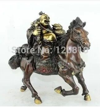 

Handmade Chinese Bronze Statue - Laughing Buddha & Horse