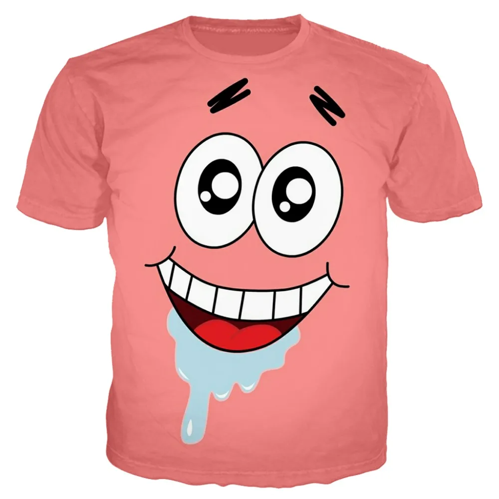 YX Girl 2018 Summer Unisex Tops Tees patrick Star Tshirt For Men Women Short Sleeve O-neck Funny Face T shirt Streetwear