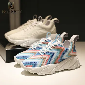 

Prova perfetto 2019 Spring Summer Casual Woman Sneakers High Platform Breathable Soft Leather White TPU Casual Single Shoes