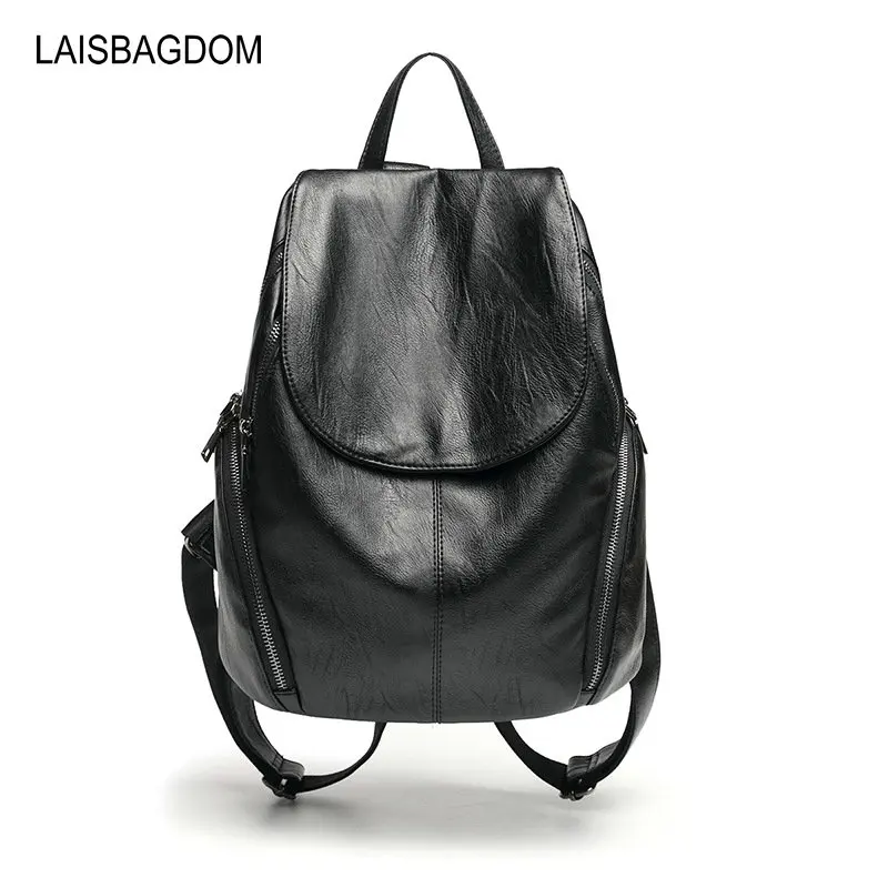 

2019 New High Quality Women Backpack Leather Bags Softback Fashionable Female Backpack Black Backpack for Girls