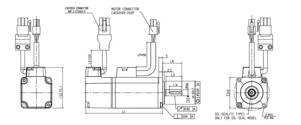 Delta серводвигатель переменного тока 220V 100W 0.32NM 3000 об/мин ECMA-C10401GS со шпоночным пазом для промышленных ворот сальник для A2 привод