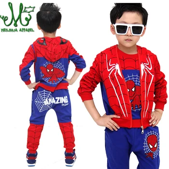 

Spiderman Sets Autumn Boys Clothes Sets Long Sleeve Children Clothing Hooded Outfits Baby Boy Sport Suits Costume For Kids 3 Pcs