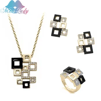 

Miss Lady Gold color Crystal Oil Print Quartet Cheap African beads costume Jewelry Sets Fashion Jewelry for women MLZ1270-3
