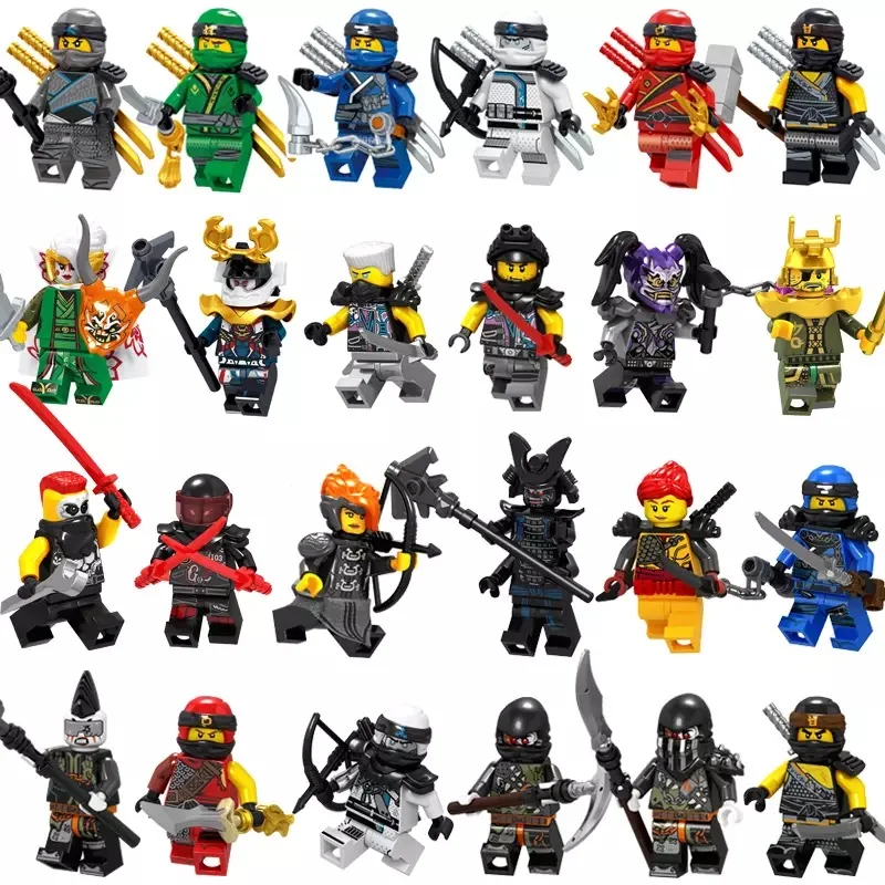 

New Legoing Ninjago Figures Mask Blocks Wu KAI JAY Lloyd COLE ZANE GARMADON Harumi Hutchins Ultra Violet Mr.E With Weapons Toy