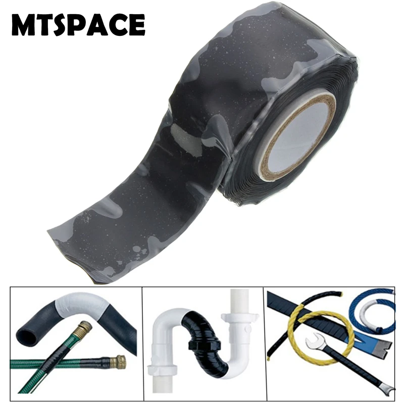 MTSPACE Black 25mm 3 Meters Waterproof Silicone Performance Repair Tape