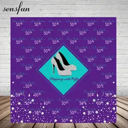 Sensfun Фиолетовый тема для женщин День рождения фон блеск серебряные каблуки Фотофон для фотостудии винил