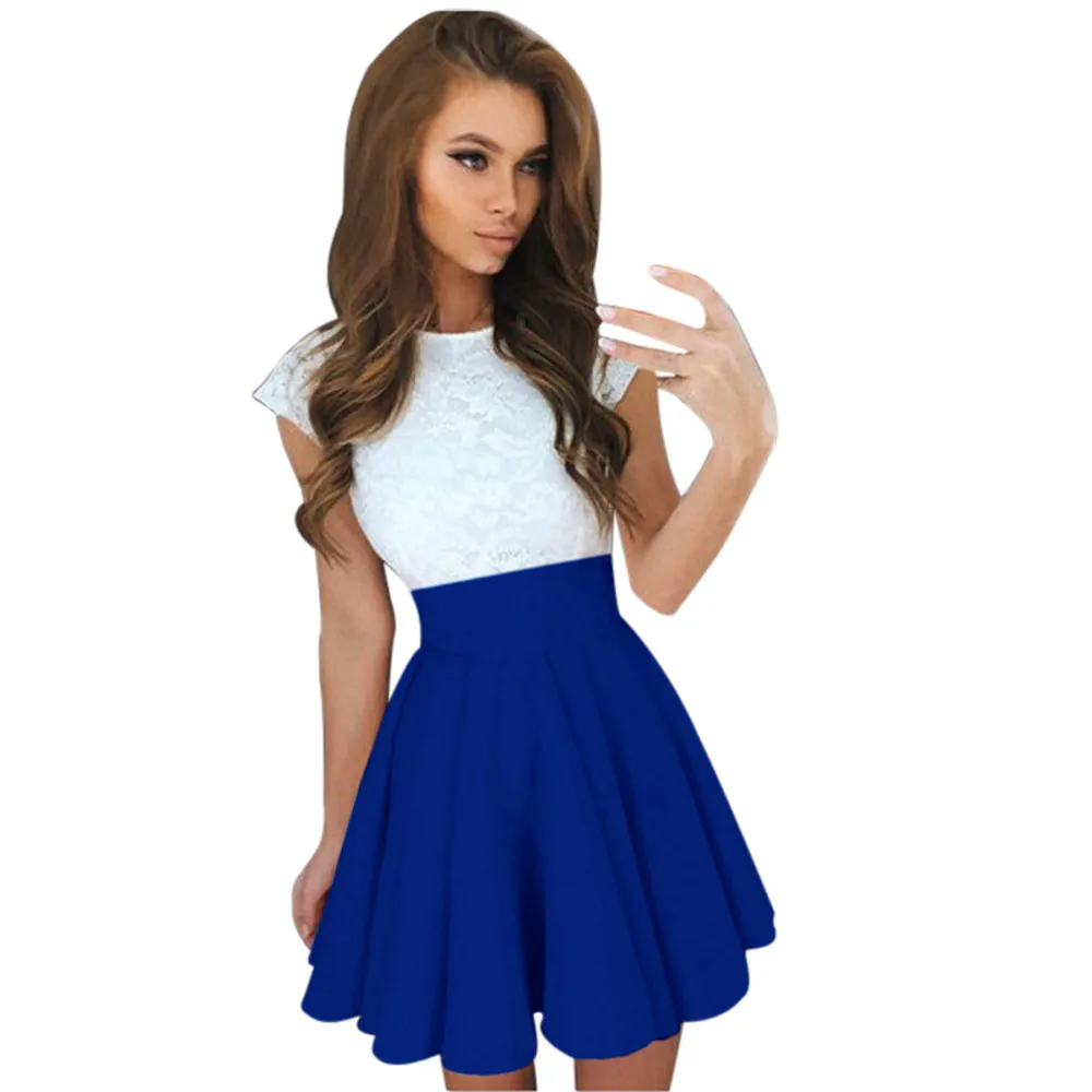 

JAYCOSIN 2019 New Summer Women Dress Cute Lace Kawaii Ball Gown Patchwork Party Cocktail Mini Ladies Short Sleeve Skater 903055