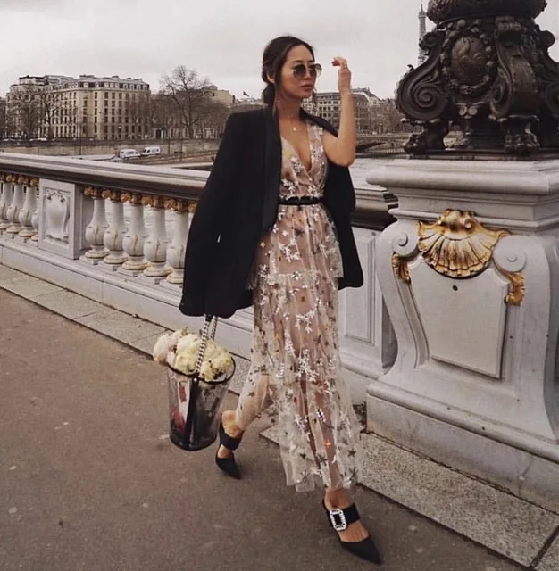 

Self Portrait Dress 2018 Women Summer High Quality Bohemian Embroidery Mesh Lace Maxi Dress vestido