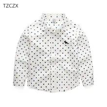TZCZX/Новая Осенняя рубашка для мальчиков, новая модная рубашка в горошек с отложным воротником и длинными рукавами для детей 3-10 лет, детская одежда