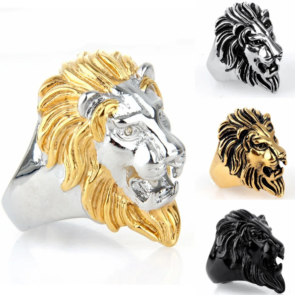 

Hot Sale Men's Punk Style Silver/Gold/Black/Silver Gold Skull Biker Ring Fashion Skeleton Jewelry Size 7 8 9 10 11 12 13 14 15