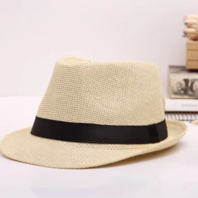 Summer Jazz Straw Hat Women Men Panama Cowboy Trilby Visor Cap Male British  Gangster Caps Female Beach Sun Hats CP0190 (3)