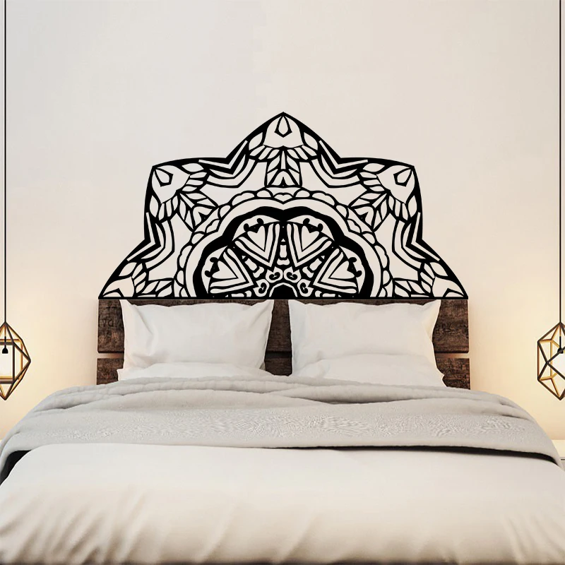 Us 12 67 55 Off Creative Headboard Wall Decal Wall Sticker Bed Bedside Mandala Vinyl Kids Room Bedroom Giant Headboard Flower Home Decor In Wall