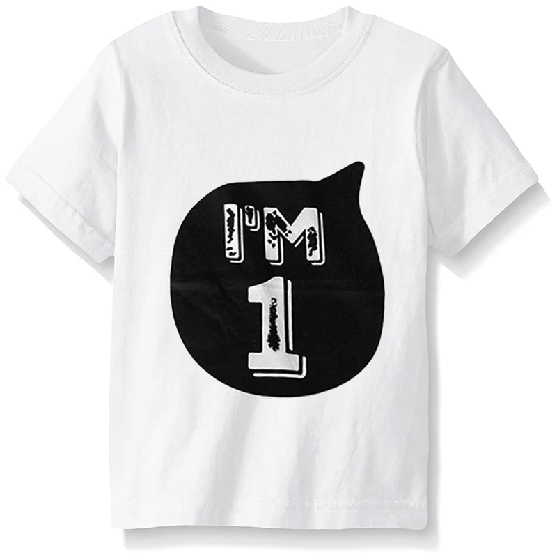 

Nebworn Baby 1 2 Year Birthday T-Shirts White Black Party Wear Little Girls Boys Tops Baby Shirt Tees for Girls Bebes Clothing