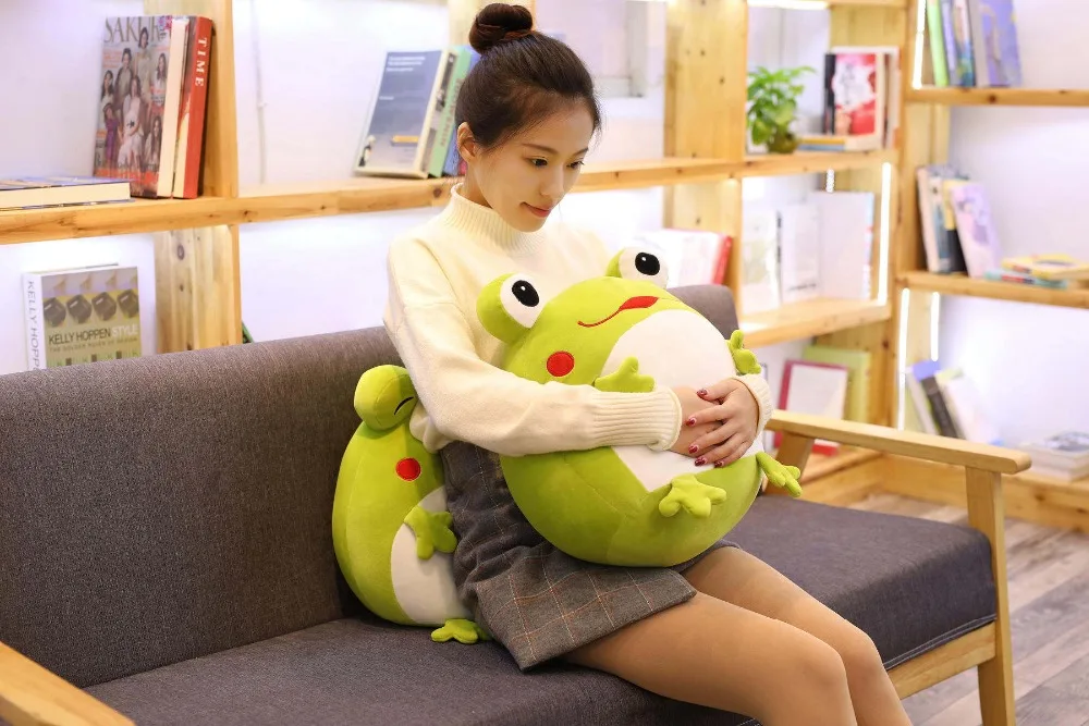 35cm Cute Expression Frog Plush Toy Soft Cartoon Animal Frog Stuffed Doll Sofa Bed Pillow Cushion Household Items Kids Best Gift