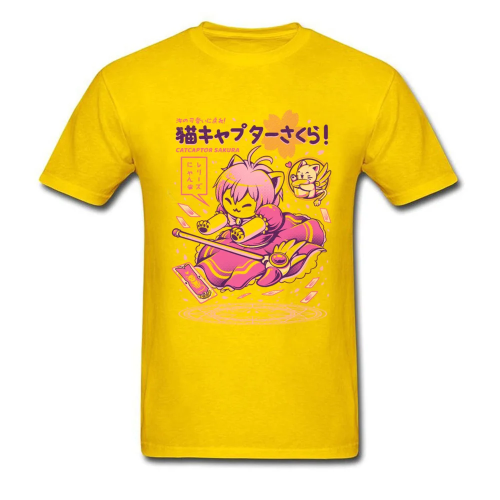 100% Cotton Mens Short Sleeve catcaptor 4866 T Shirts Printed Tops Tees Oversized Family Round Collar Sweatshirts catcaptor 4866 yellow