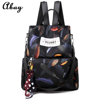

new casual waterproof Oxford backpack female fashion anti-theft backpack female quality student bag feather decorative backpack