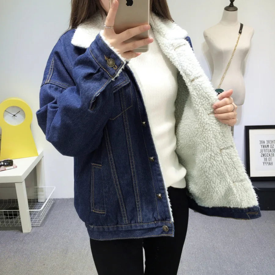 

Special promotion of winter women's cashmere Denim jacket warm coat