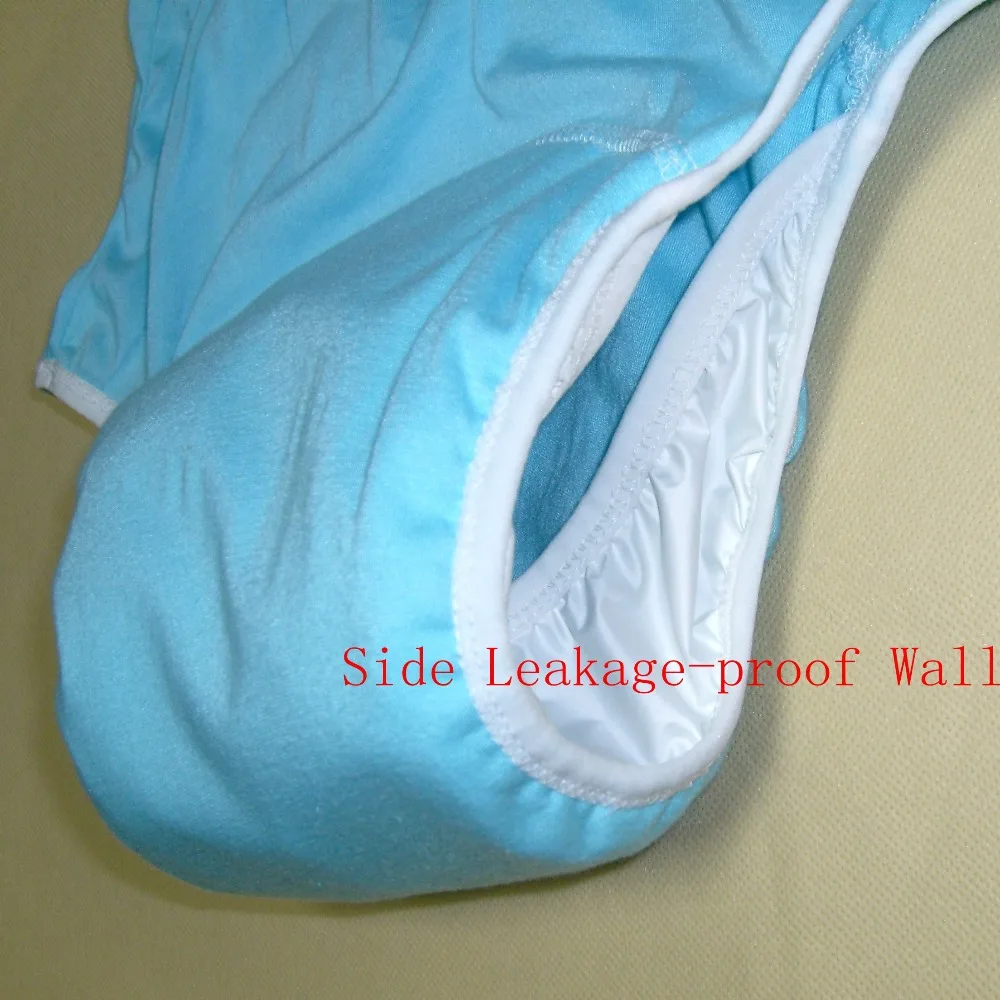 FUUBUU2101-BLUE-L Unisex incontinence briefs + Waterproof pants physiological health pants leakproof wall