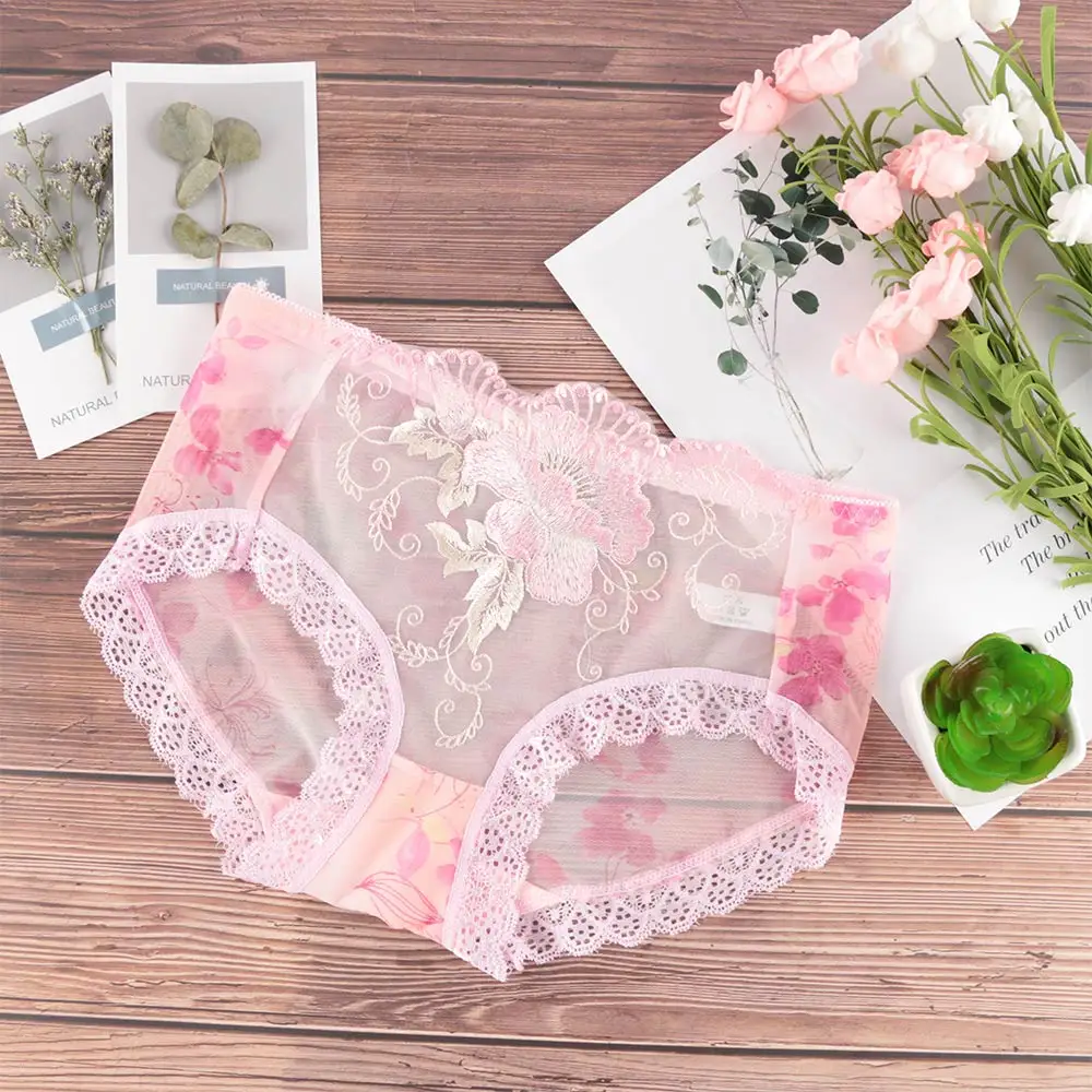 1 Pcs Transparent Embroidery Floral Lace Women Sexy Breathable