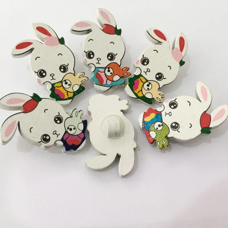 

Lovely Rabbit Style Wood Buttons 50pcs/set Sewing DIY Craft Pin Buttons Exquisite DIY Accessories Made Of Natural Wood 20x35mm