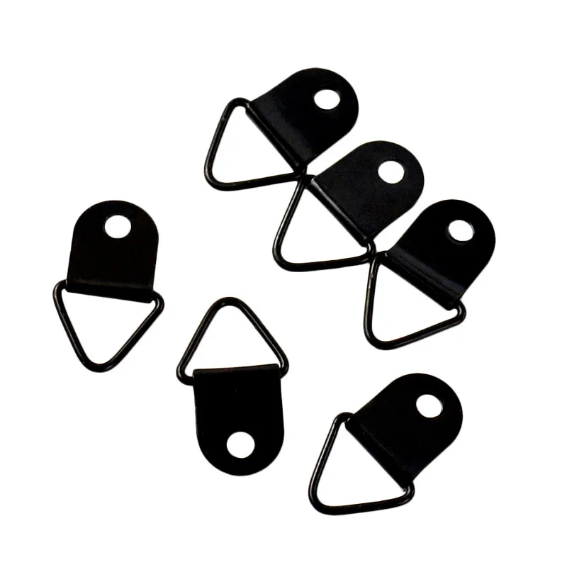 50Pcs Small D Ring Triangle Picture Frame Hangers Single Hole Black