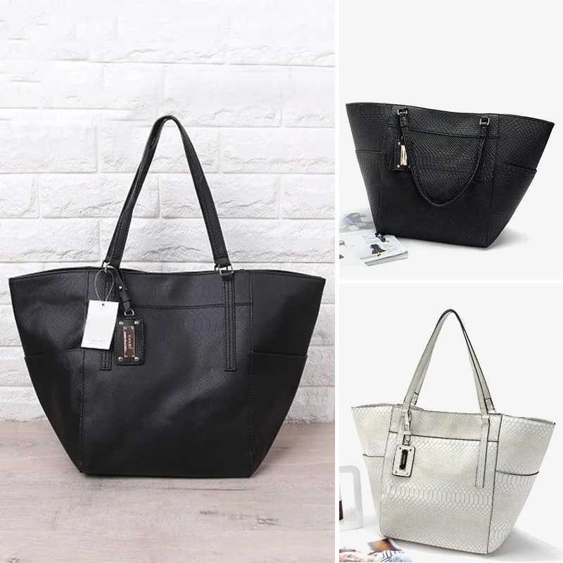 

High Quality Crocodile Pattern Female Shoulder Bags Luxury PU Leather Large Capacity Woman's HandbagsSolid Color Fashion Totes