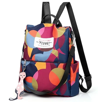 

Camouflage Package Waterproof Nylon Floral Backpack Geometric Lightweight Color Leisure or Travel Bag for Women Cute School Bag