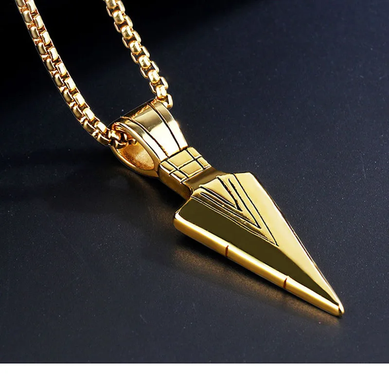 

HNSP 3.0MM Stainless Steel Chain Spear Pendant Necklaces For Men Male Fashion Jewelry Gold Silver Color